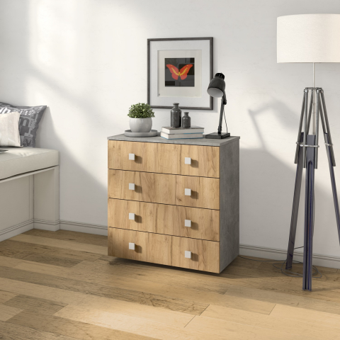 Комод "Лофт-4" ателье светлое, дуб крафт золотой