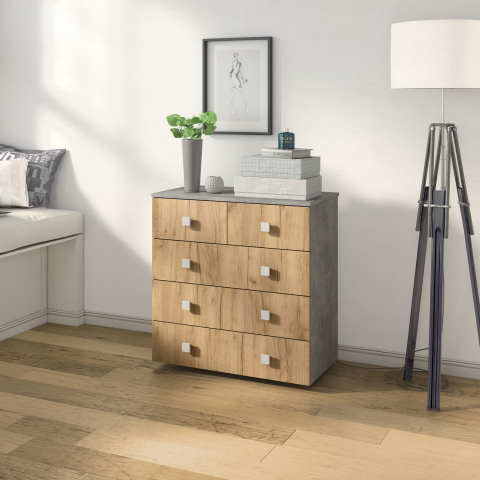 Комод "Лофт-5" ателье светлое, дуб крафт золотой