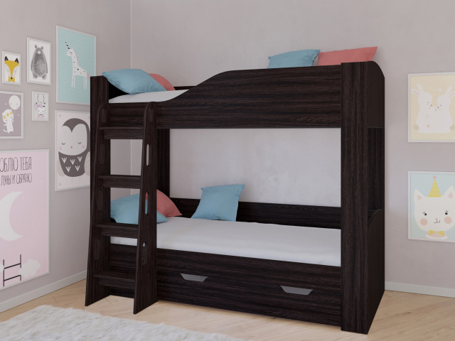 Кровать двухъярусная "Астра 2" с ящиком, венге