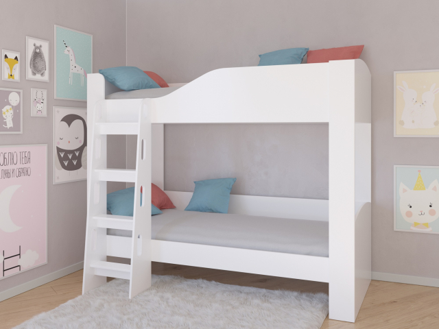 Кровать двухъярусная "Астра 2" без ящика, белый