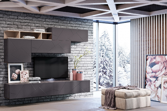 Гостиная "Summit (Саммит)" комплектация 4 капучино, софт графит