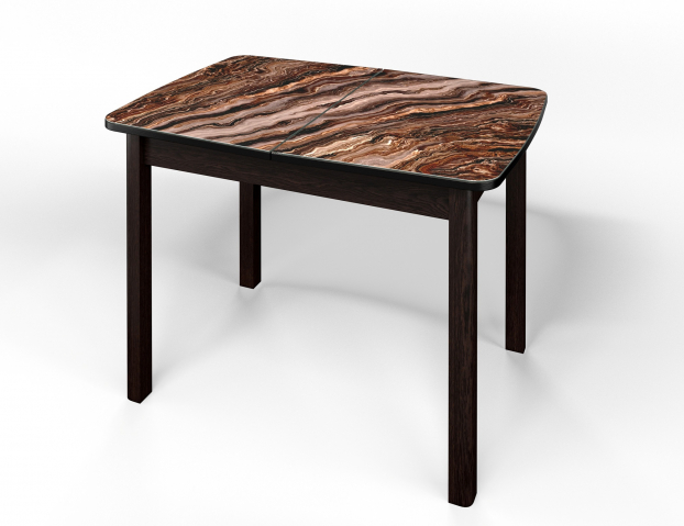 Стол обеденный раздвижной "Флорида" стекло с фотопечатью СМ-8, ЛДСП венге, опора массив прямая венге