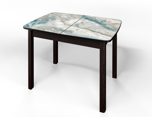 Стол обеденный раздвижной "Флорида" стекло с фотопечатью СМ-7, ЛДСП венге, опора массив прямая венге