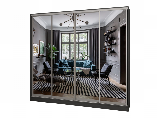 Шкаф-купе "Борнео-4-5" 4-х дверный, компоновка 3, антрацит