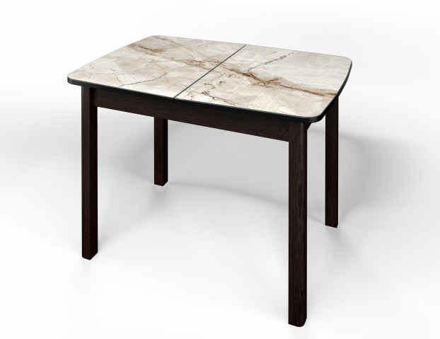 Стол обеденный раздвижной "Флорида" стекло с фотопечатью СМ-4, ЛДСП венге, опора массив прямая венге