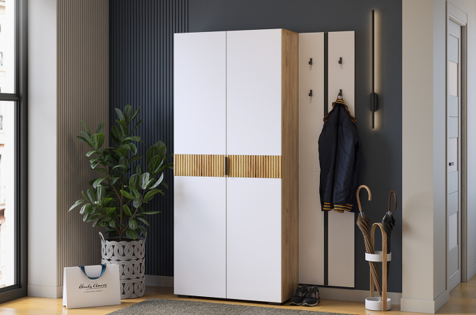 Прихожая "Мебельсон К28" дуб крафт золотой/белое дерево