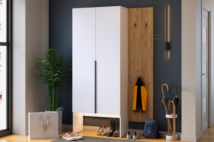 Прихожая "Мебельсон К6" дуб крафт золотой/белое дерево