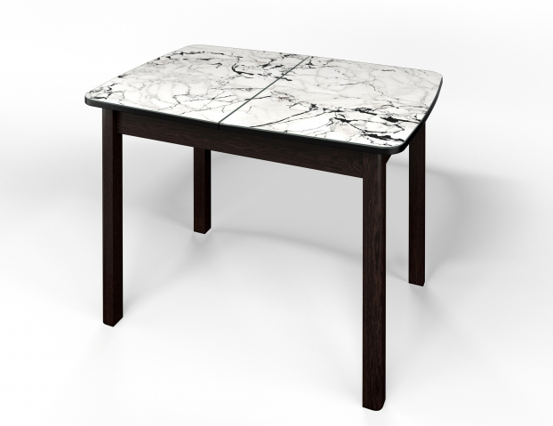 Стол обеденный раздвижной "Флорида" стекло с фотопечатью СМ-1, ЛДСП венге, опора массив прямая венге