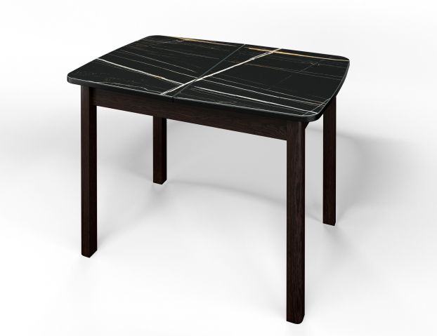 Стол обеденный раздвижной "Флорида" стекло с фотопечатью СМ-3, ЛДСП венге, опора массив прямая венге