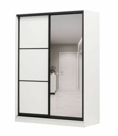 Шкаф-купе 2-х дверный 1755, черный профиль, вариант 4