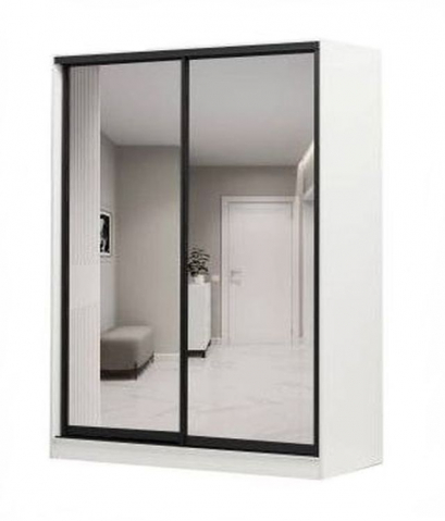 Шкаф-купе 2-х дверный 1755, черный профиль, вариант 5