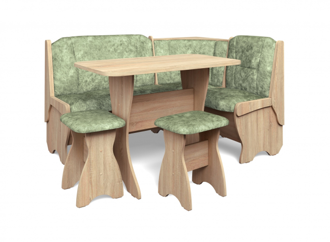 Кухонный набор "Орхидея" однотон, дуб сонома, велюр мохито