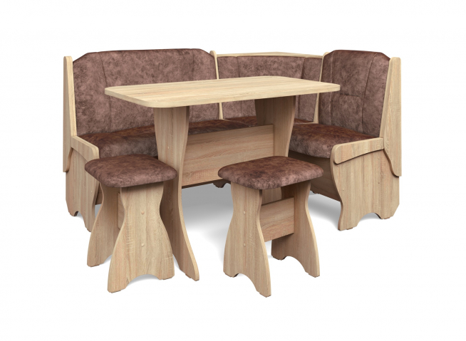 Кухонный набор "Орхидея" однотон, дуб сонома, велюр коньяк