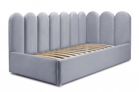 Серая кровать "мия" микровелюр светло-серый