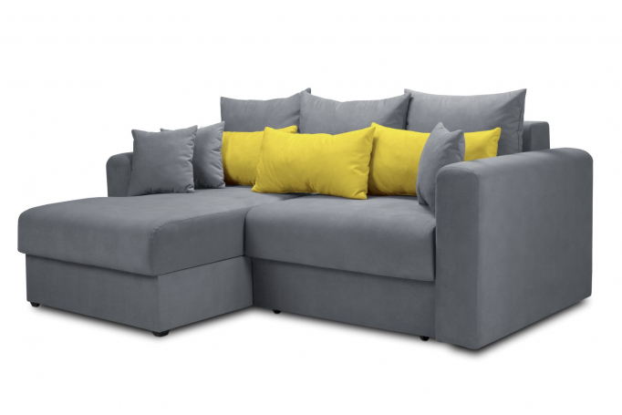 Угловой диван-кровать "Мэдисон" велюр серый