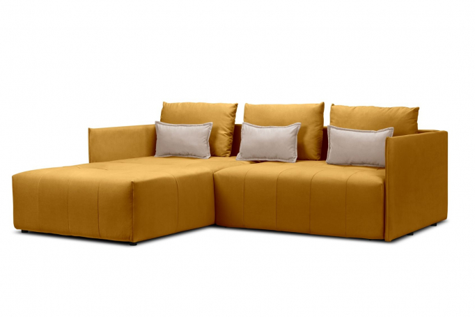 Угловой диван-кровать "Чилетти" велюр горчичный