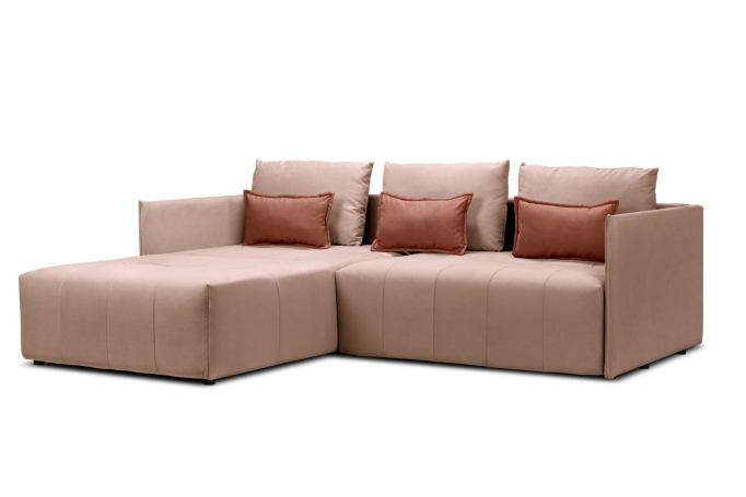 Угловой диван-кровать "Чилетти" велюр пудровый