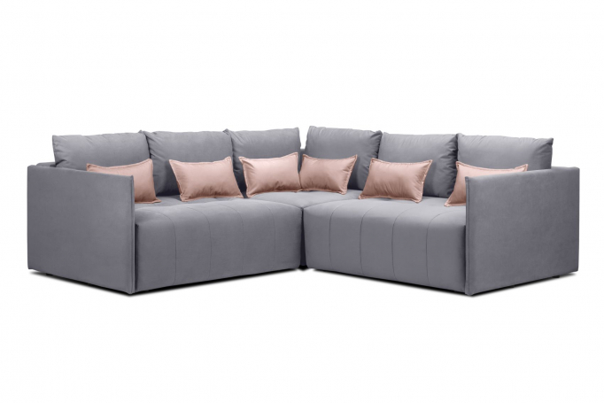 Угловой диван-кровать "Чилетти" Long (Лонг), велюр светло-серый