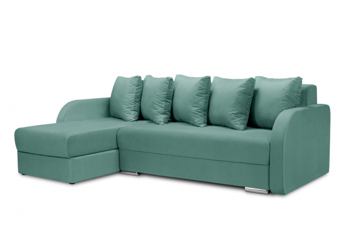 Угловой диван-кровать "Саванна" велюр аквамариновый
