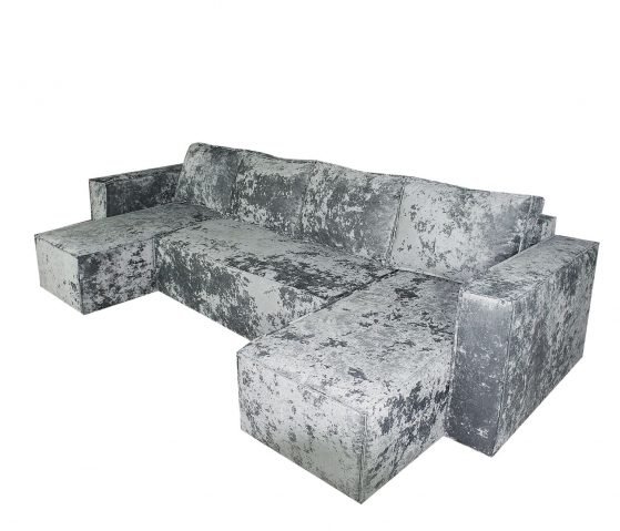 Диван-кровать "Лофт" П-образный, плюш серый