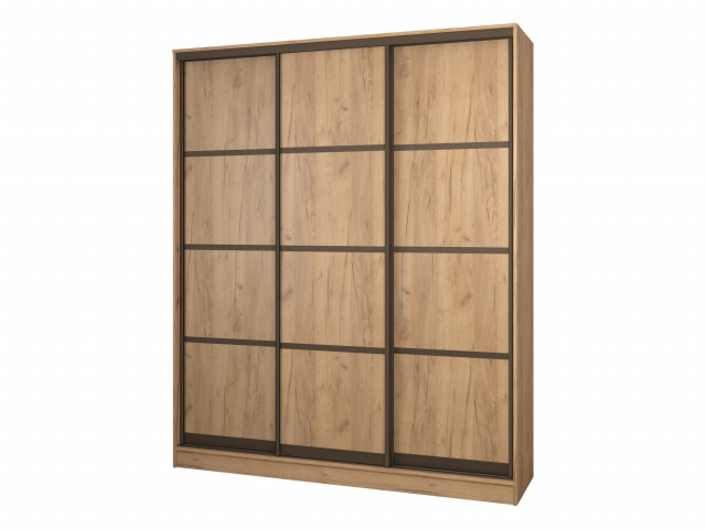 Шкаф-купе "Борнео-3-3" 3-х дверный, компоновка 2, дуб крафт золотой