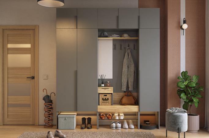 Прихожая "Баско К7", графит/дуб крафт золотой