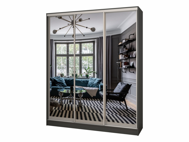 Шкаф-купе "Борнео-3-5" 3-х дверный, компоновка 2, антрацит