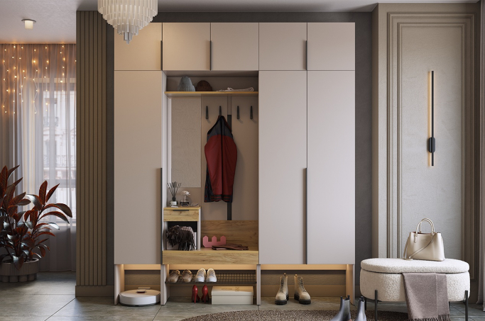 Прихожая "Баско К7", кашемир/дуб крафт золотой