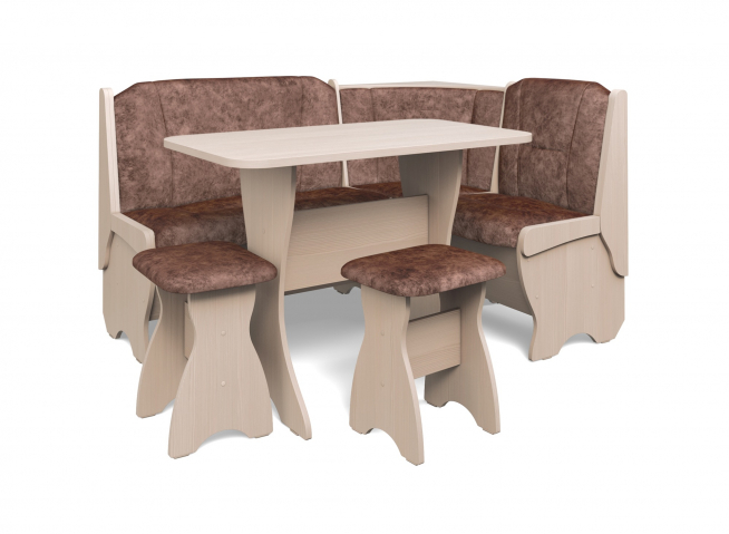 Кухонный набор "Орхидея" однотон, бодего светлый, велюр коньяк