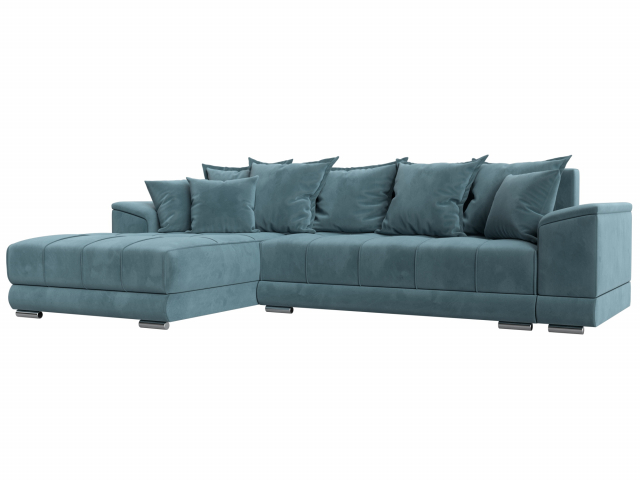 Угловой диван-кровать "НордСтар" левый угол, велюр SEVEN (СЕВЕН) 113 бирюзовый, 121106L