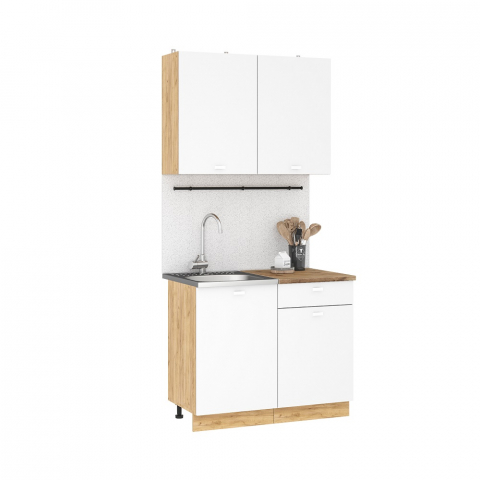 Кухонный гарнитур "Дана" 1,0 м дуб крафт золотой/белый