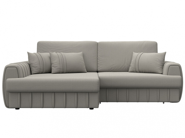 Угловой диван-кровать "Лига-057" НПБ, угол левый, Амур 02 бежевый, рогожка, 129263L