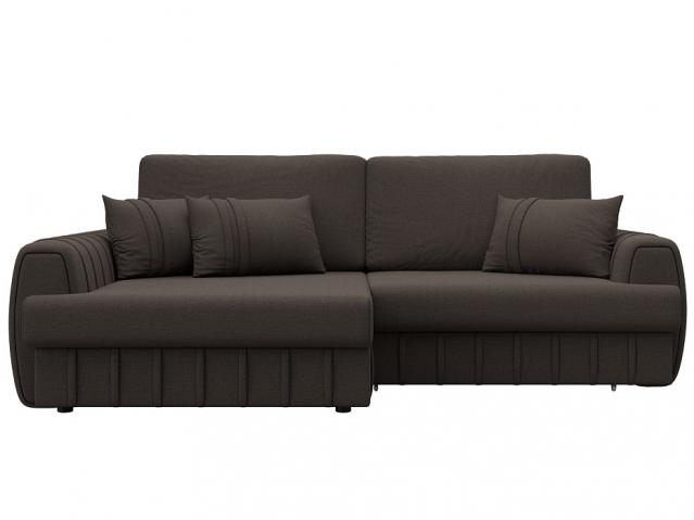 Угловой диван-кровать "Лига-057" НПБ, угол левый, Амур 05 коричневый, рогожка, 129264L