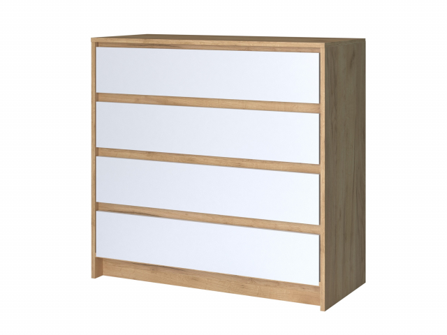 Комод "Соло 2-1" дуб крафт золотой/белый