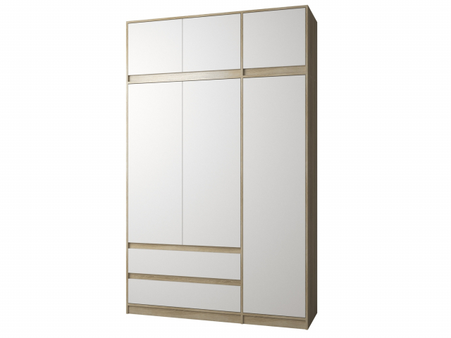 Шкаф распашной "Челси 2" 3-х дверный, дуб сонома, белый