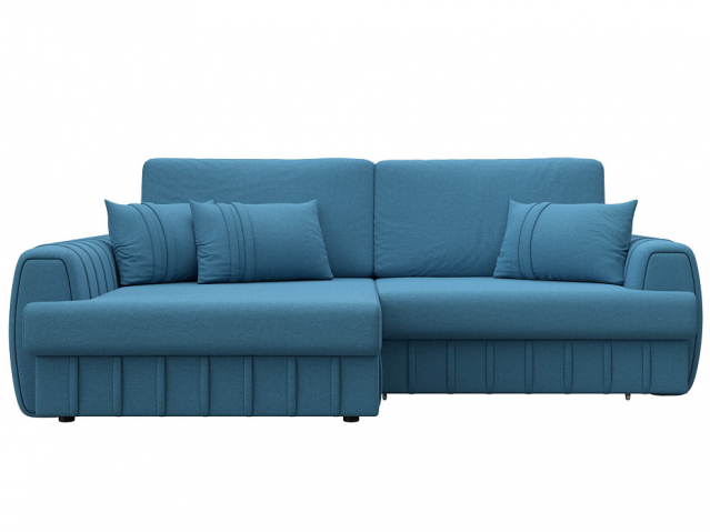 Угловой диван-кровать "Лига-057" НПБ, угол левый, Амур 10 голубой, рогожка, 129266L