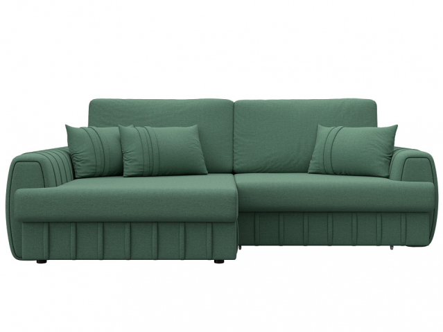 Угловой диван-кровать "Лига-057" НПБ, угол левый, Амур 11 зеленый, рогожка, 129267L