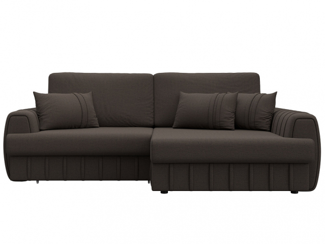 Угловой диван-кровать "Лига-057" НПБ, угол правый, Амур 05 коричневый, рогожка, 129264