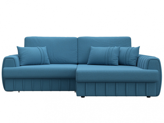 Угловой диван-кровать "Лига-057" НПБ, угол правый, Амур 10 голубой, рогожка, 129266