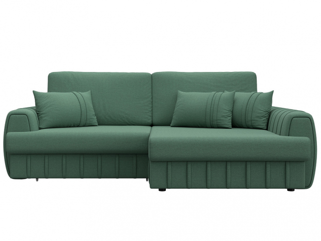 Угловой диван-кровать "Лига-057" НПБ, угол правый, Амур 11 зеленый, рогожка, 129267