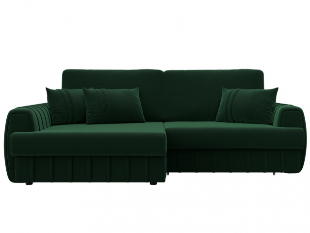 Угловой диван-кровать "Лига-057" НПБ, угол левый, SEVEN (СЕВЕН) 626 зеленый, велюр, 129270L