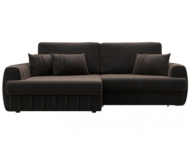 Угловой диван-кровать "Лига-057" НПБ, угол левый, SEVEN (СЕВЕН) 727 коричневый, велюр, 129272L