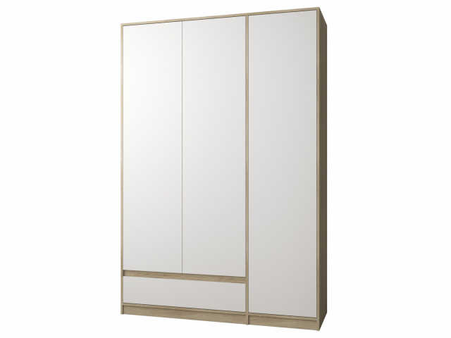 Шкаф распашной "Челси 4" 3-х дверный, дуб сонома, белый