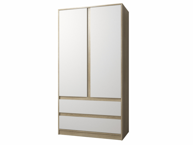Шкаф распашной "Челси 7" 2-х дверный, дуб сонома, белый