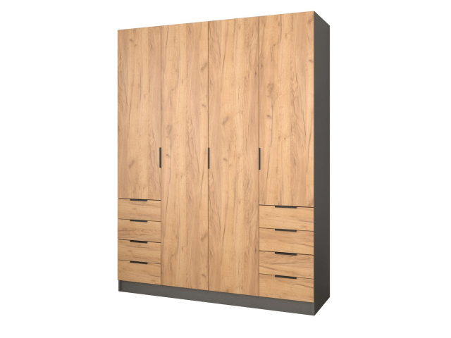 Шкаф распашной "Бруно-4.5" дуб крафт золотой/антрацит