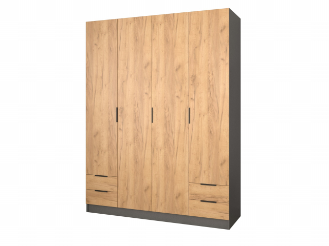 Шкаф распашной "Бруно-4.3" дуб крафт золотой/антрацит