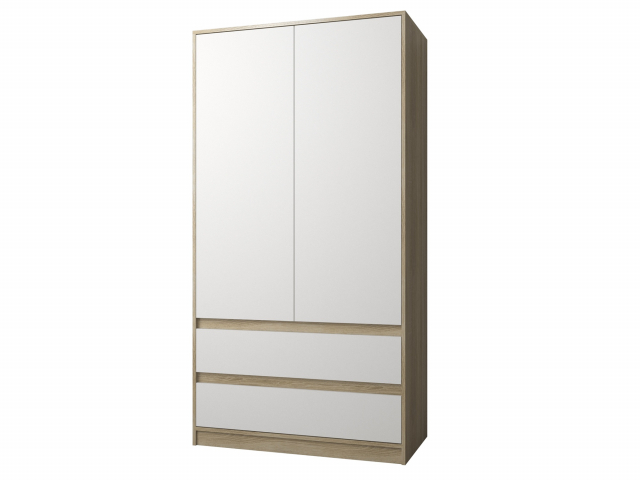 Шкаф распашной "Челси 3" 2-х дверный, дуб сонома, белый