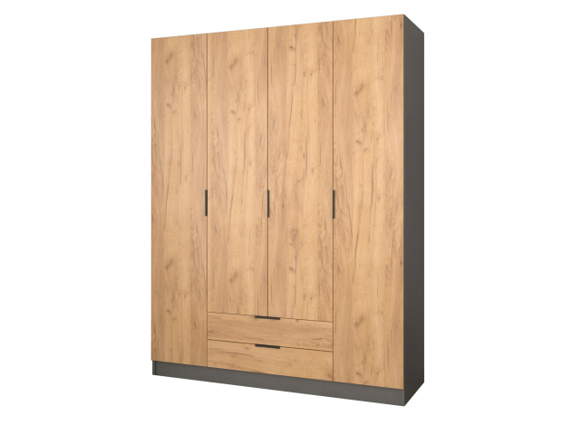 Шкаф распашной "Бруно-4.7" дуб крафт золотой/антрацит