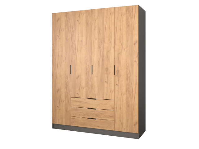 Шкаф распашной "Бруно-4.8" дуб крафт золотой/антрацит
