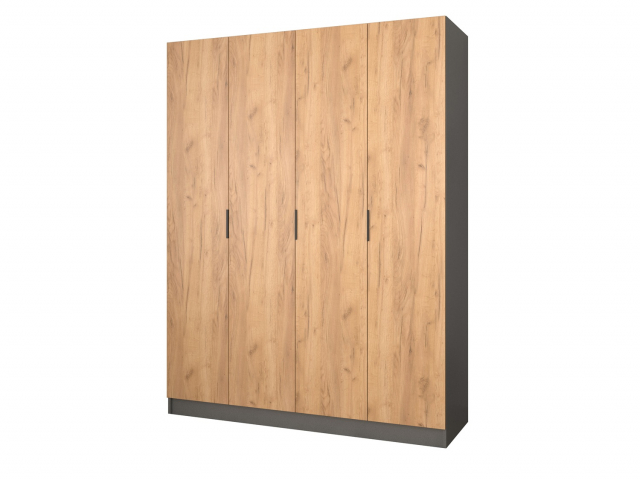 Шкаф распашной "Бруно-4.1" дуб крафт золотой/антрацит